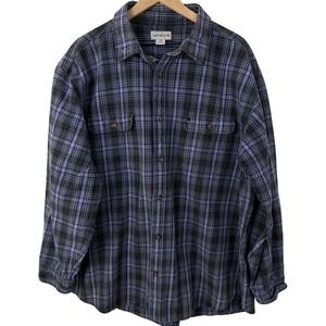 Carhartt Mens 3XL Purple Black Plaid Flannel Button Down Shirt 100122 BLK2